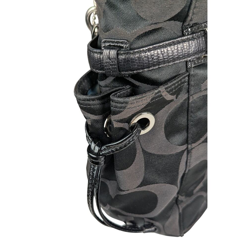 COACH Alexandra Signature Sateen Large Tote Bag Black/Silver 18485 - GUC - Picture 12 of 12